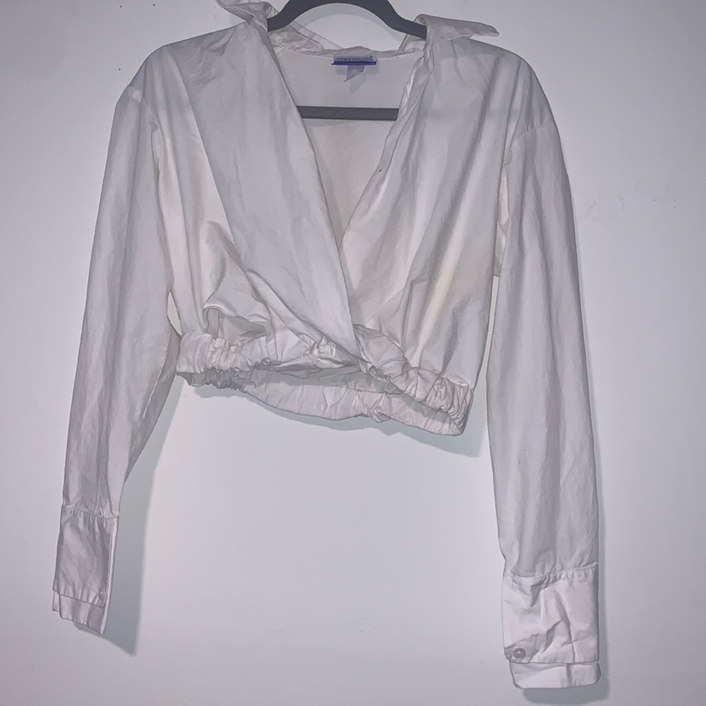 Future collective cropped white blouse